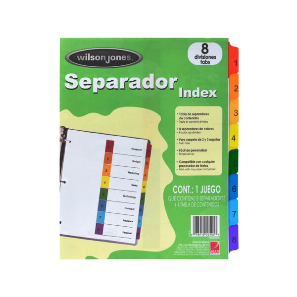 Separador c/8 Divisiones Wilson Jones