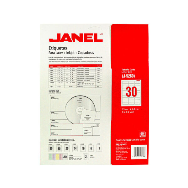 Etiquetas Janel para Láser