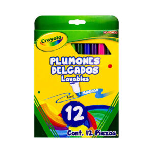 Plumones delgados lavables Crayola 12 piezas