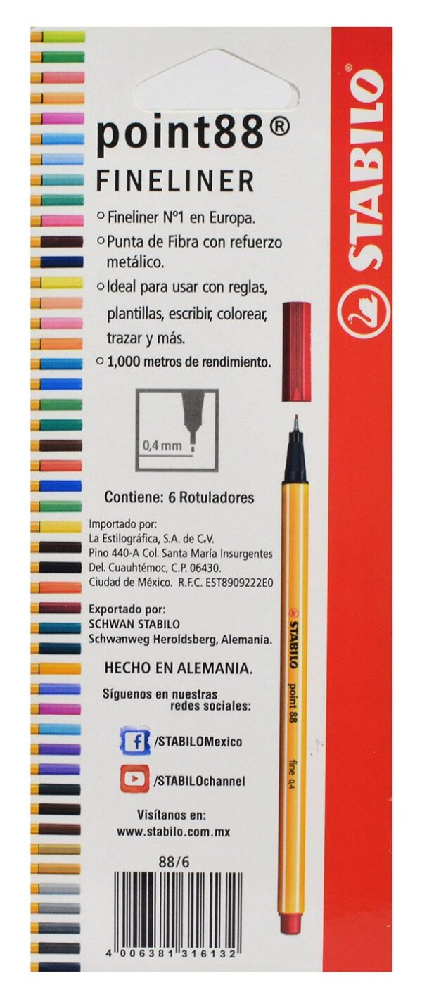 Marcador Point 88 c/6 Stabilo